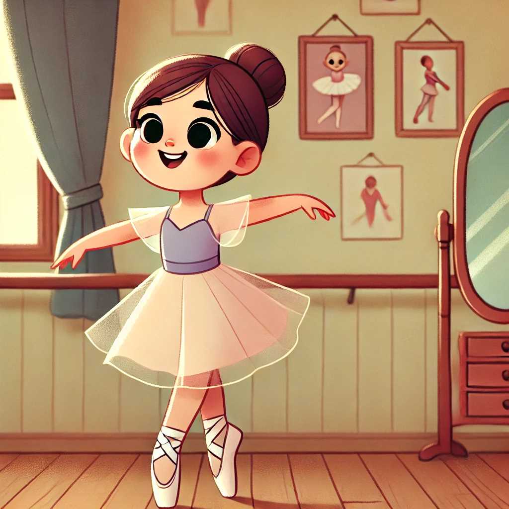 Lily practicing ballet in her room